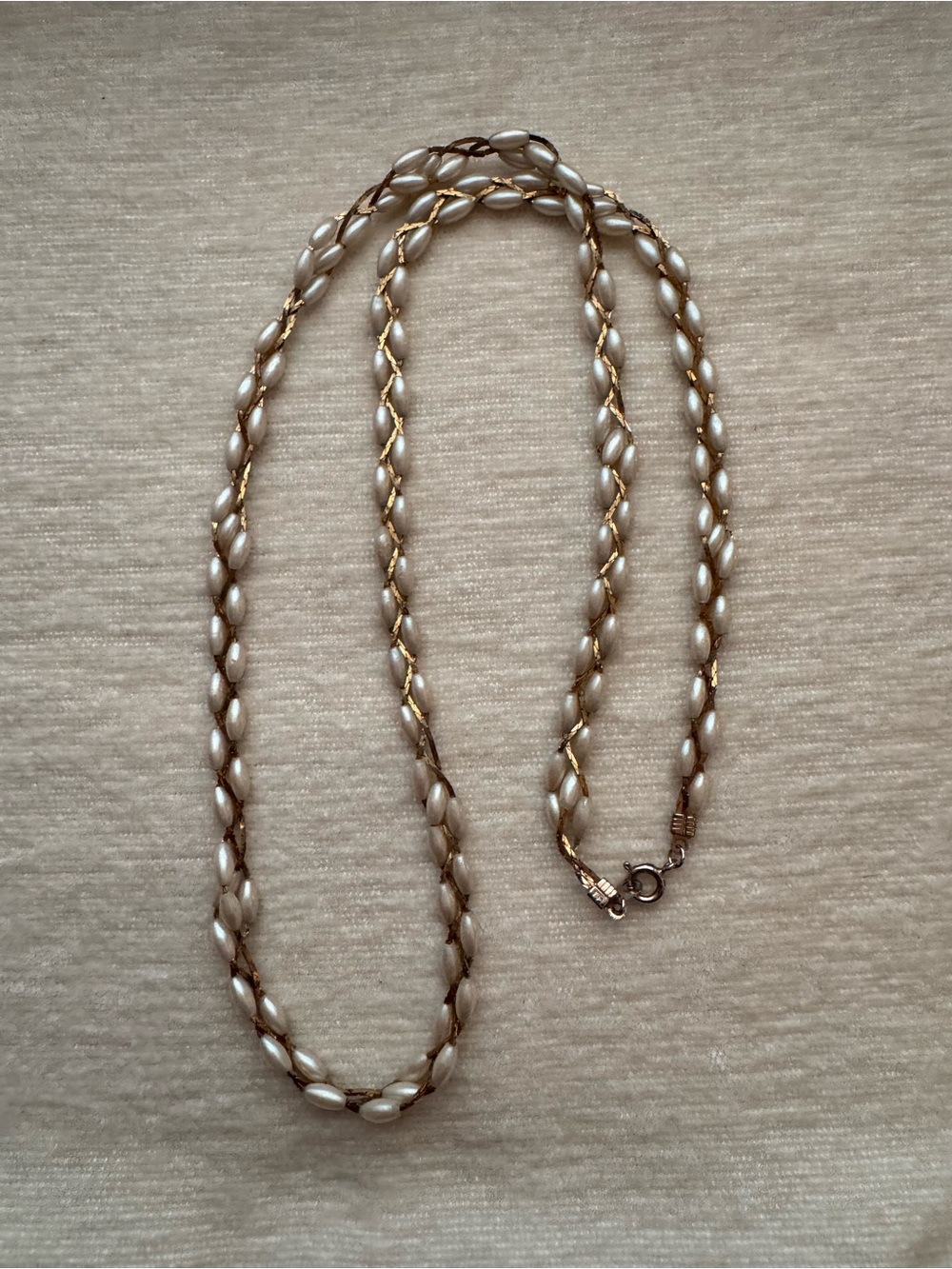 🛍️3/$35🛍️ Vintage Gold & Pearl Bead Braided Necklace